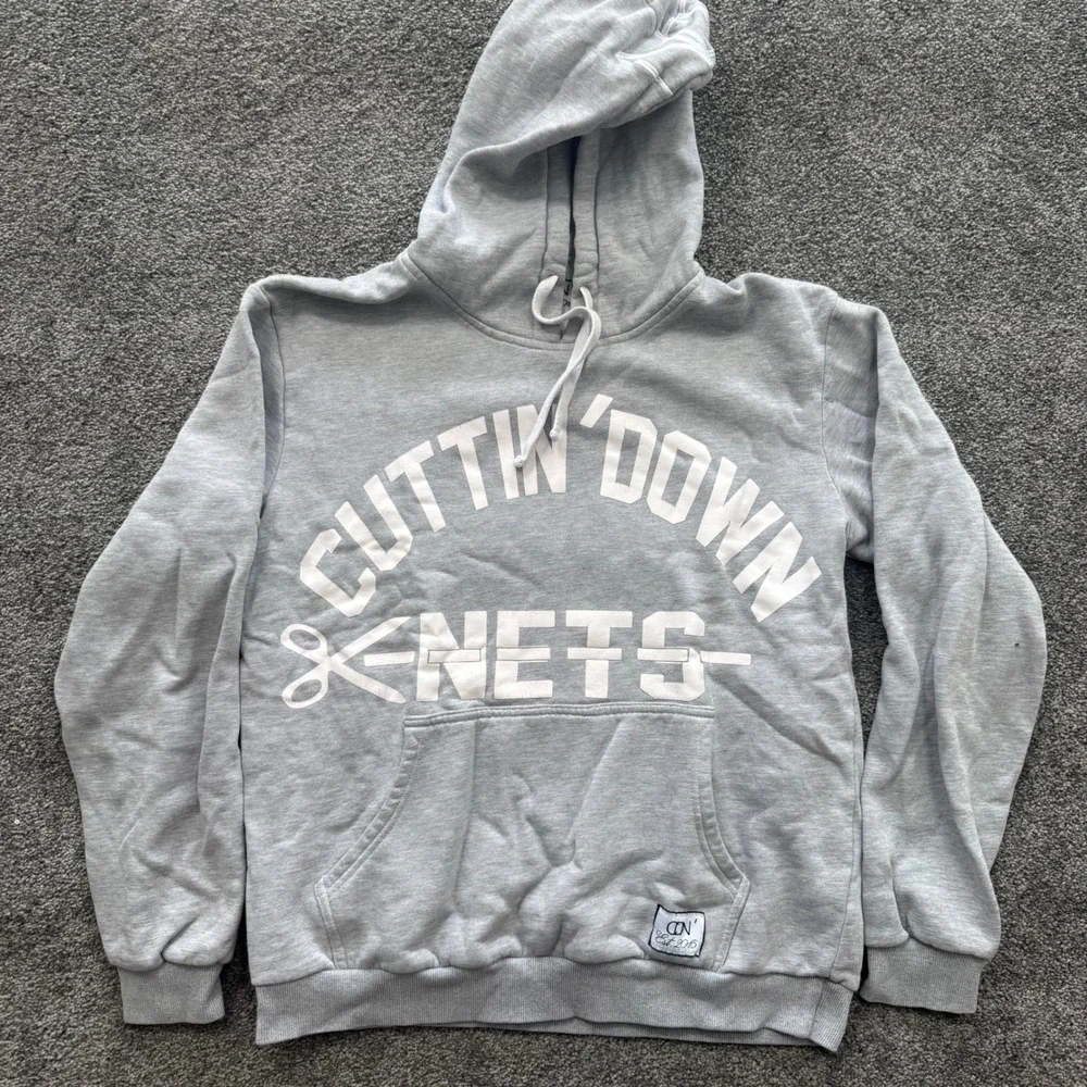 CDN Est 2015 Cuttin Down Nets Hoodie Mens M Gray Graphic Pullover Sweatshirt
